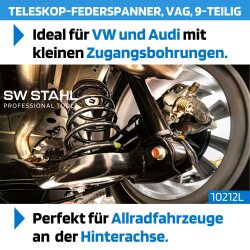 SW-Stahl 10212L teleskopisk fjærkompressor, VAG, 9 stk.