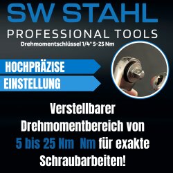 SW-Stahl 03871L Professional torque spanner, 1/4" inch, 5-25 Nm