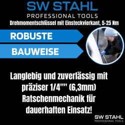 SW-Stahl 03871L professional torque wrench, 1/4 inch, 5-25 Nm