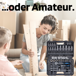 SW-Stahl 07797L Steckschlüsselsatz, 1/4", 1/2" Zoll, 97-teilig I Ratschenkasten I Knarrenkasten I Nusskasten