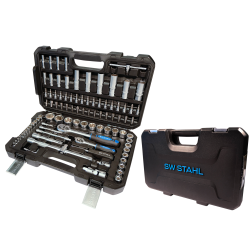 SW-Stahl 07797L Steckschlüsselsatz, 1/4", 1/2" Zoll, 97-teilig I Ratschenkasten I Knarrenkasten I Nusskasten