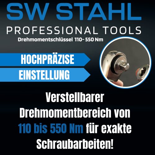 SW-Stahl 03876L Profi Drehmomentschlüssel, 3/4 Zoll, 110-550 Nm