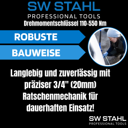 Chiave dinamometrica professionale SW-Stahl 03876L, 3/4 pollici, 110-550 Nm