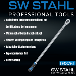 Chiave dinamometrica professionale SW-Stahl 03876L, 3/4 pollici, 110-550 Nm