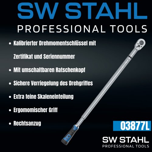 SW-Stahl 03877L Profi Drehmomentschlüssel, 3/4 