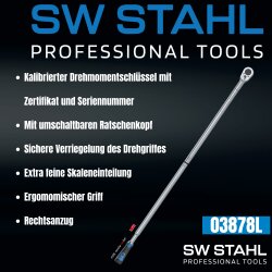 SW-Stahl 03878L Profi Drehmomentschlüssel, 1" Zoll, 200 - 1.000 Nm