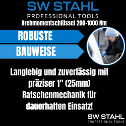 SW-Stahl 03878L プロフェッショナル トルク レンチ、1 インチ、200 ～ 1,000 Nm
