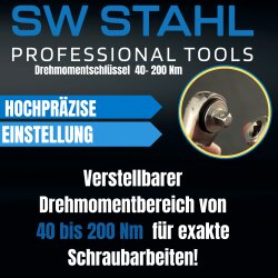SW-Stahl 03884L Werkstatt Drehmomentschlüssel, 1/2" Zoll, 40-200 Nm