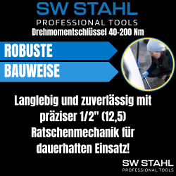 SW-Stahl 03884L Werkstatt Drehmomentschlüssel, 1/2" Zoll, 40-200 Nm
