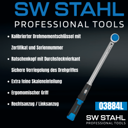 SW-Stahl 03884L Werkstatt Drehmomentschlüssel, 1/2" Zoll, 40-200 Nm