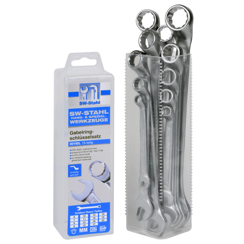 SW-Stahl 00192L Gabelringschlüsselsatz, 6-22 mm, gekröpft, 15-teilig