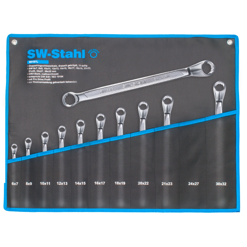 SW-Stahl 00181L Doppelringschlüsselsatz, 6-32 mm, gekröpft, 11-teilig