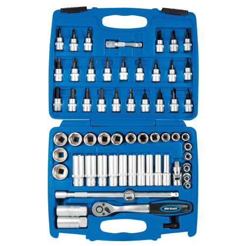 SW-Stahl S2229 uzgriežņu atslēgu komplekts, 3/8 collas, 61 gab. I sprūdrata kaste I sprūdrata kaste I uzgriežņu kaste