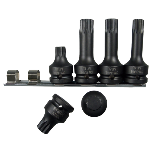 SW-Stahl 10195L IMPACT skrutrekkerinnsatser, 1/2", innvendig spline, M14-M18, 6 stk.