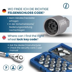 SW-Stahl 02385L Kit de démontage de serrure de jante, Mercedes-Benz, 30 pièces