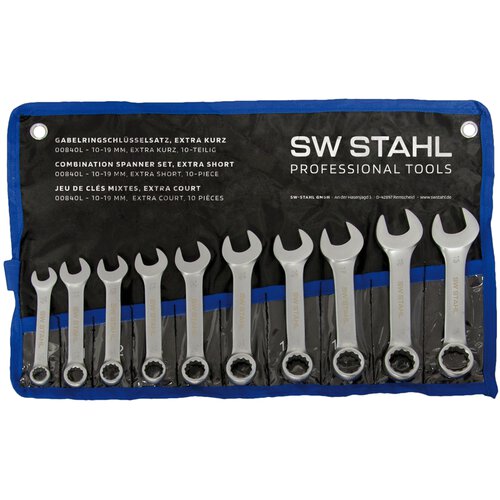 SW-Stahl 00840L Clevis wrench set, 10-19 mm, extra short, 10 pieces