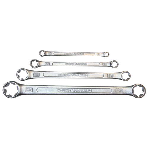 Conjunto de chaves de anel duplo SW-Stahl 01550L, perfil E, E6-E24, 4 peças