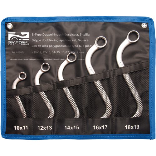 SW-Stahl 01905L S-Type double ring spanner set, 10-19 mm, 5 pieces
