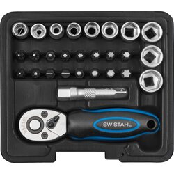 SW-Stahl S2143 Socket wrench set, 1/4 inch, 29 pieces I...