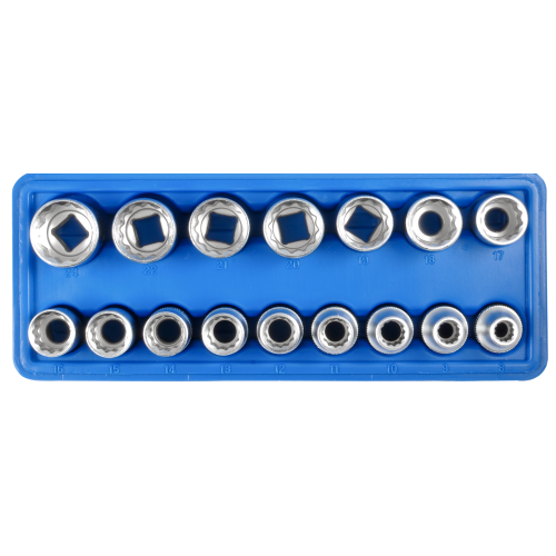 SW-Stahl 05640L Pipenøkkelinnsatser, 1/2", tolv-punkts, 8-24 mm, 16 stk.