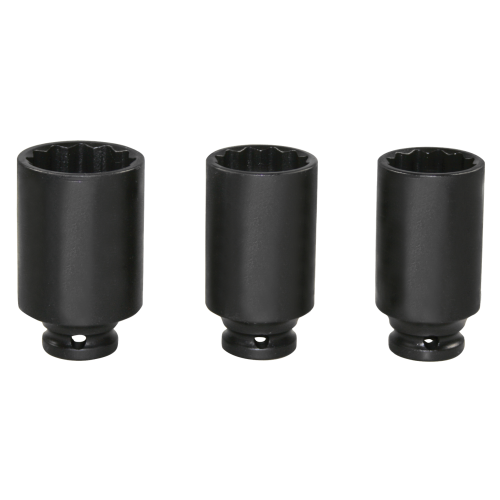 Vložky pro nástrčné klíče SW-Stahl 10190L IMPACT, 1/2", dvanáctibodové, 30-36 mm, hluboké, 3dílné